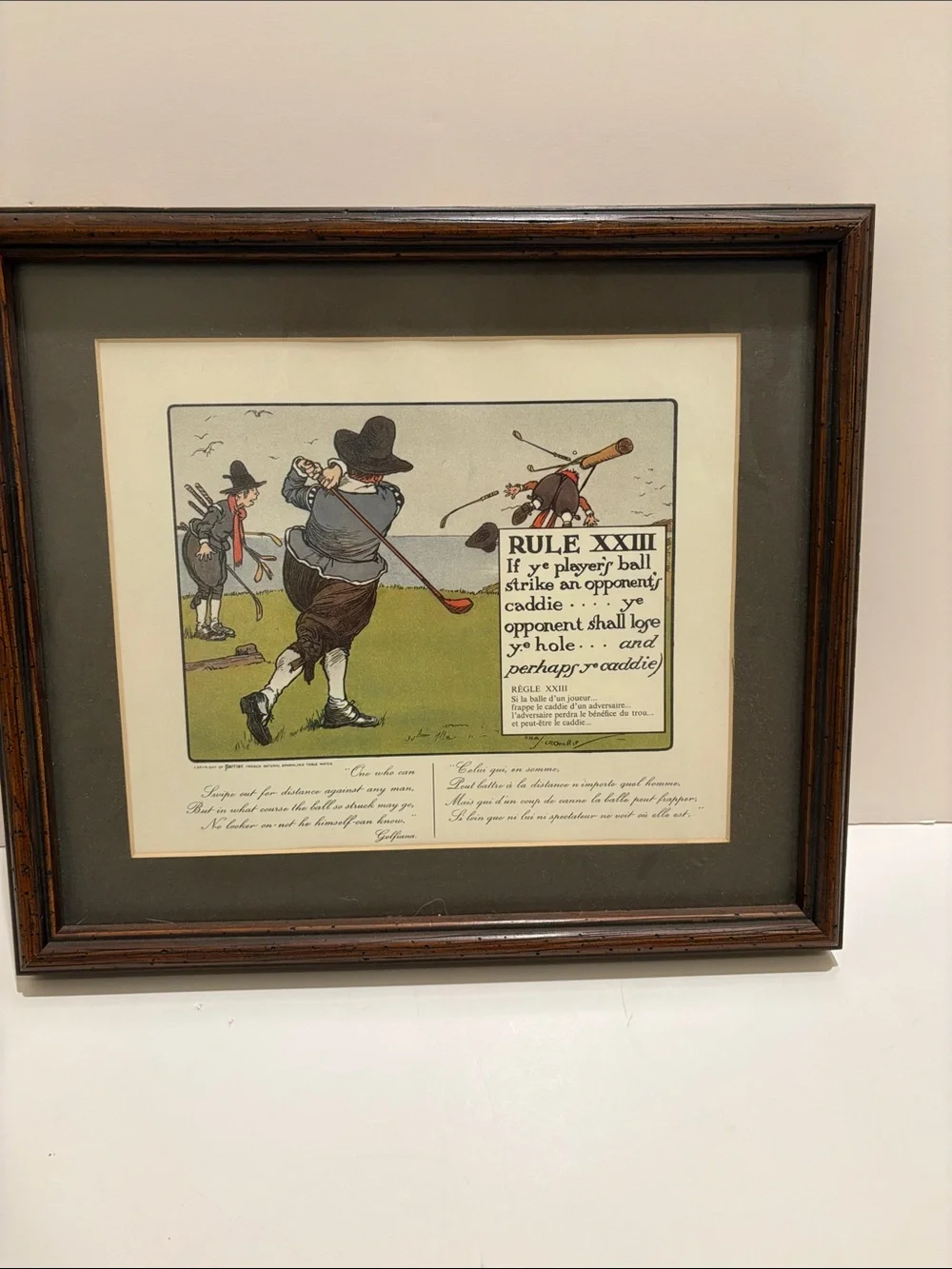 Perrier, Charles Crombie. Framed Golf Print - Rule XXIII